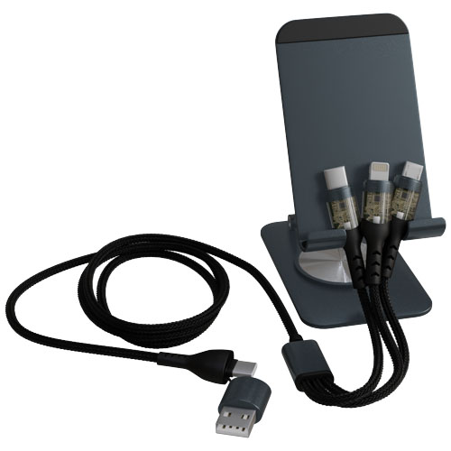SCX.design O32 składany stojak na telefon z kablem do ładowania 3 w 1 Metaliczny grafitowy 1PX16182 
