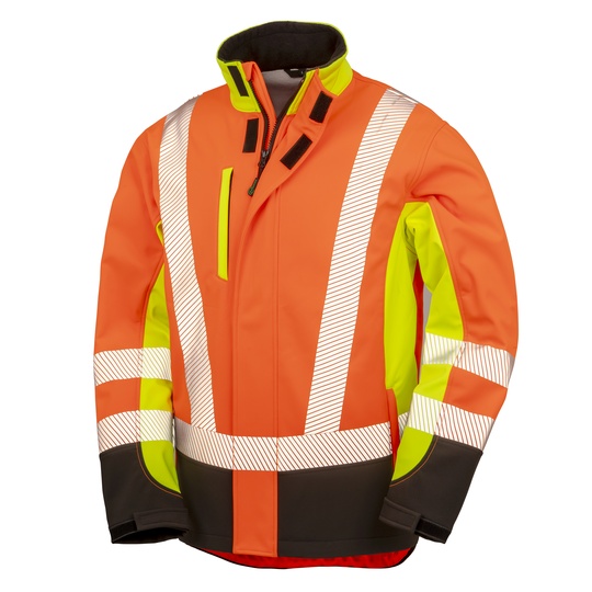 Kurtka Softshell Odblaskowa Oddychająca - Fluorescent Yellow & Fluorescent Orange & Black Fluorescent Yellow RT506-808154 