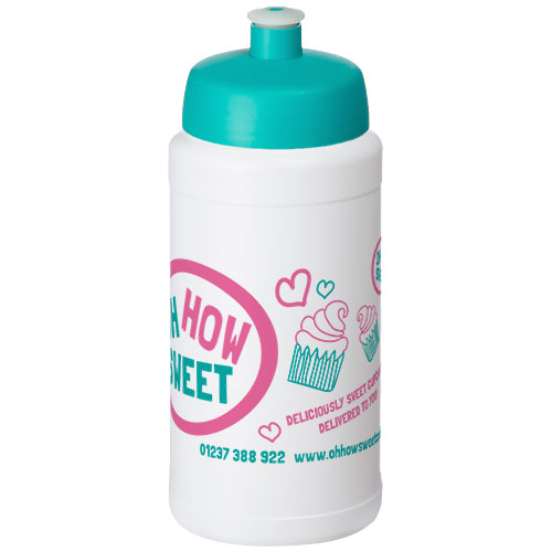 Bidon Baseline® Plus o pojemności 500 ml z wieczkiem sportowym Biały-Akwamarynowy 21068805 (1)
