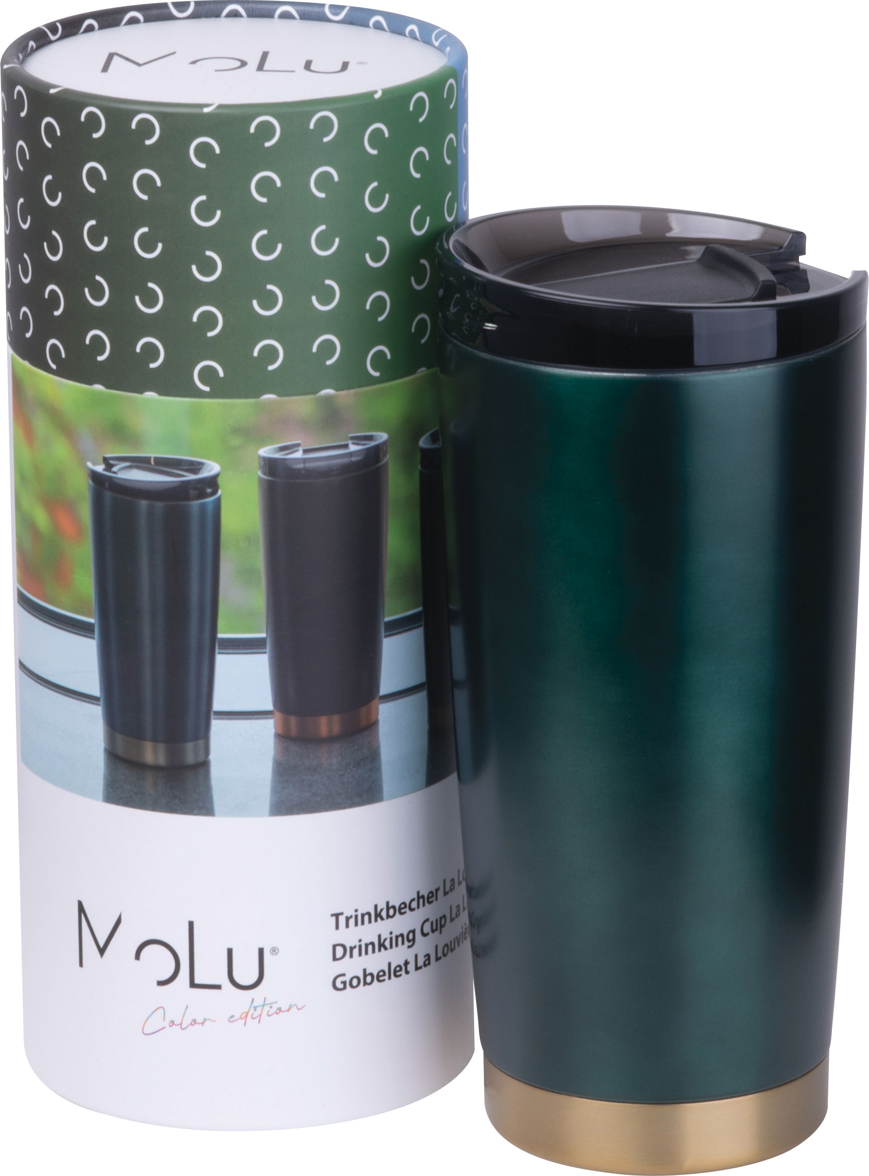 Kubek termiczny stalowy z recyklingu LA LOUVIERE MoLu 540 ml Ciemnozielony 535099 