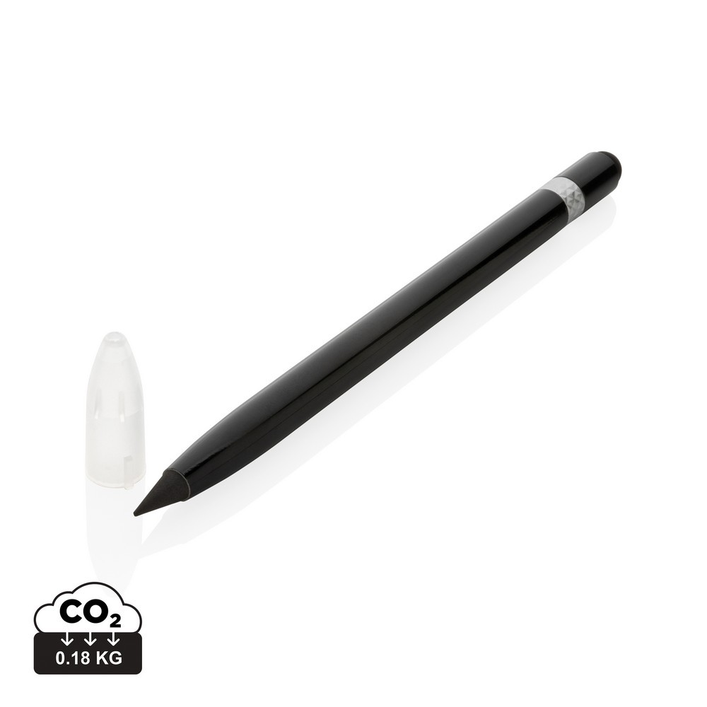 Aluminiowy "wieczny" ołówek z gumką Czarny P611.121 (6)
