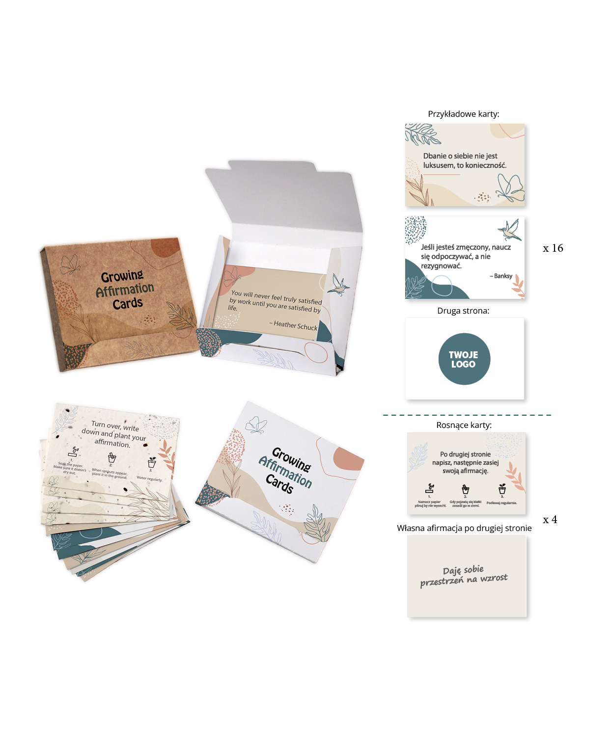 Gadżet reklamowy - 50x Rosnące Karty Afirmacji