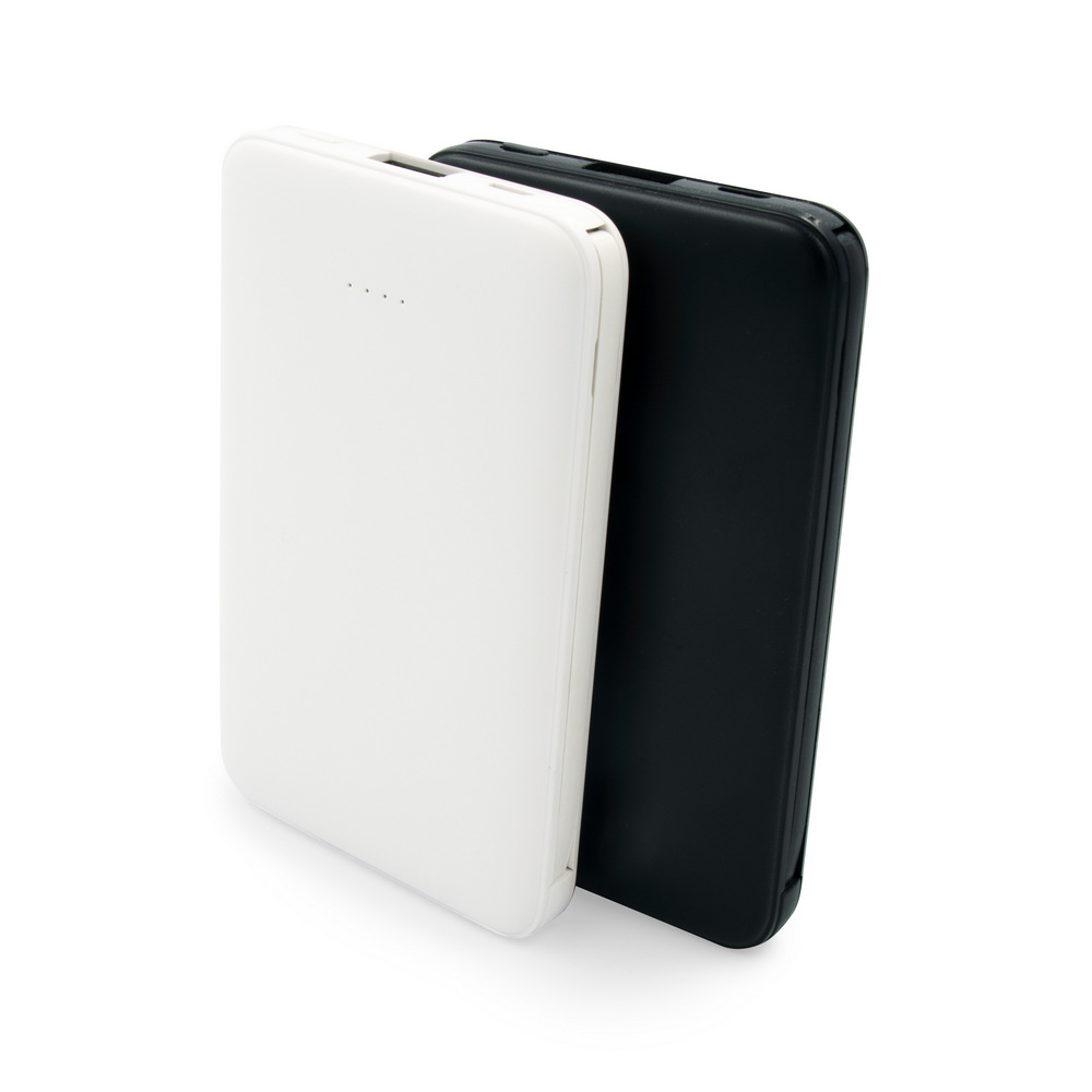 Power bank 5000 mAh ze zintegrowanymi kablami, adapter w komplecie | Presley Czarny V0905-03 (12)