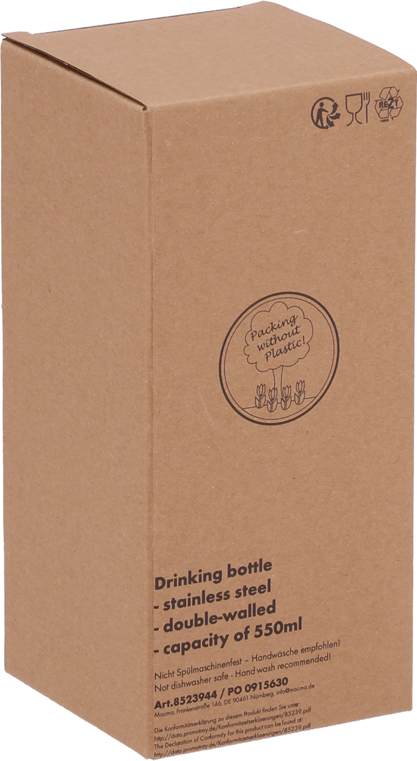 Kubek termiczny 550 ml ze stali z recyklingu DANA żółty 8523908 (9)