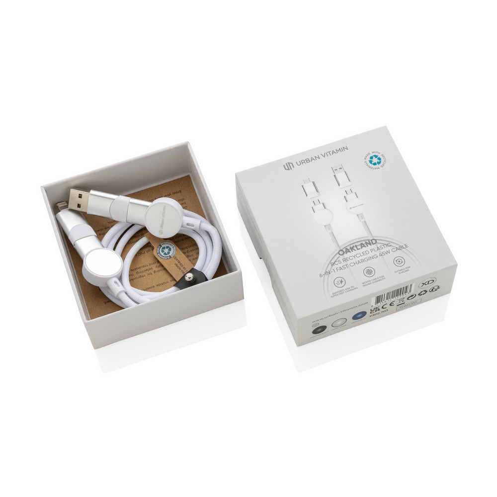 Kabel do ładowania 6 w 1 45W Urban Vitamin Oakland Biały P302.703 (9)