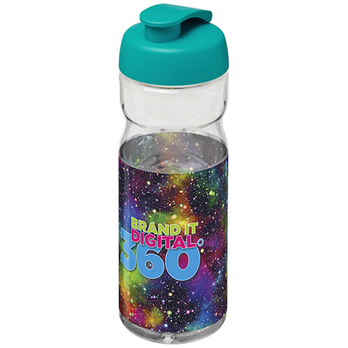 Bidon H2O Active® Base Tritan™ o pojemności 650 ml z klapką Przezroczysty klarowny-Turkusowy niebieski 21043612 (1)