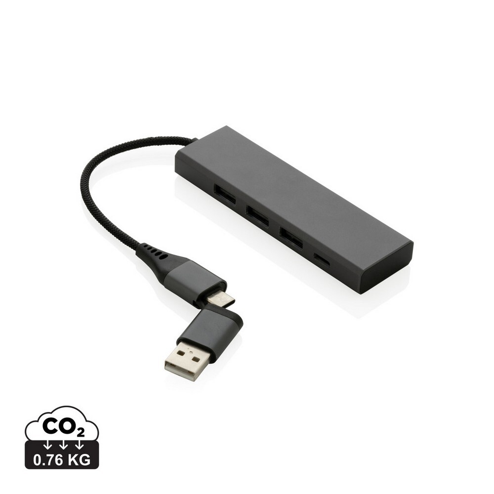 Gadżet reklamowy - Hub USB 2.0 z USB C, aluminium z recyklingu