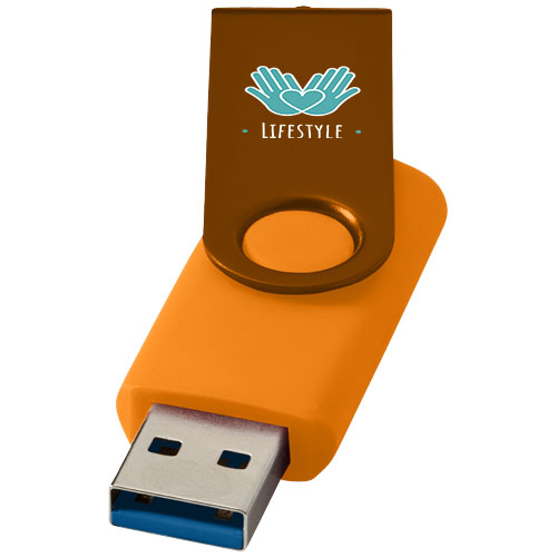 Rotate metaliczny pendrive wyposażony w interfejs USB 3.0 Pomarańczowy 1Z50831N (1)