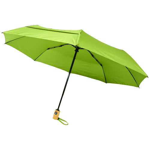 Składany, automatycznie otwierany/zamykany parasol Bo 21” wykonany z plastiku PET z recyklingu Limonkowy 10914309 