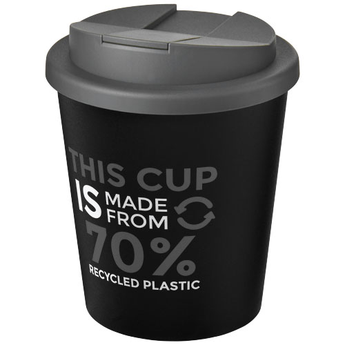 Kubek Americano® Espresso Eco z recyklingu o pojemności 250 ml z pokrywą odporną na zalanie  Czarny-Szary 21045511 (1)