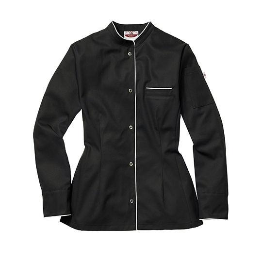 Bluza Kucharska Damska Slim Lyocell Poliester Wysokie Wchlanianie Wilgoci - Black & White Black CGW3630-487907 