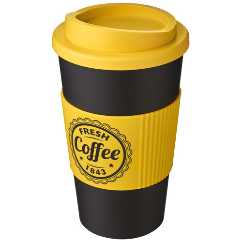 Kubek termiczny z serii Americano® o pojemności 350 ml z uchwytem Czarny-Żółty 21000228 (1)