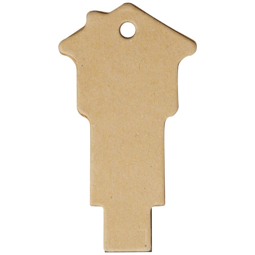 Pendrive wyposażony w interfejs USB 2.0 w kształcie domu z papieru z recyklingu Kraftowy brąz 1Z50106H (3)