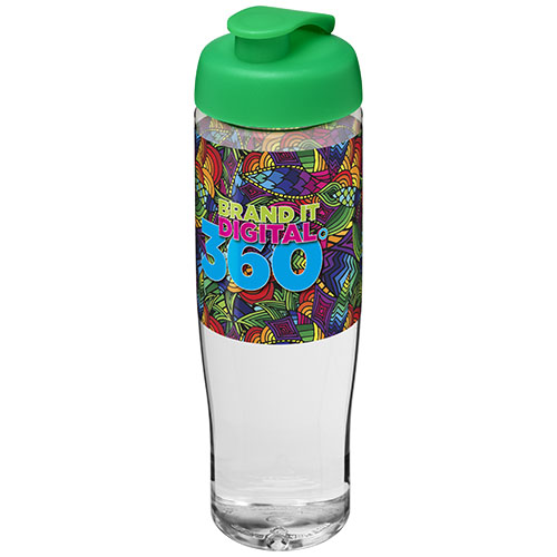 Bidon H2O Tempo® o pojemności 700 ml z wieczkiem zaciskowym Przezroczysty-Zielony 21004006 (1)