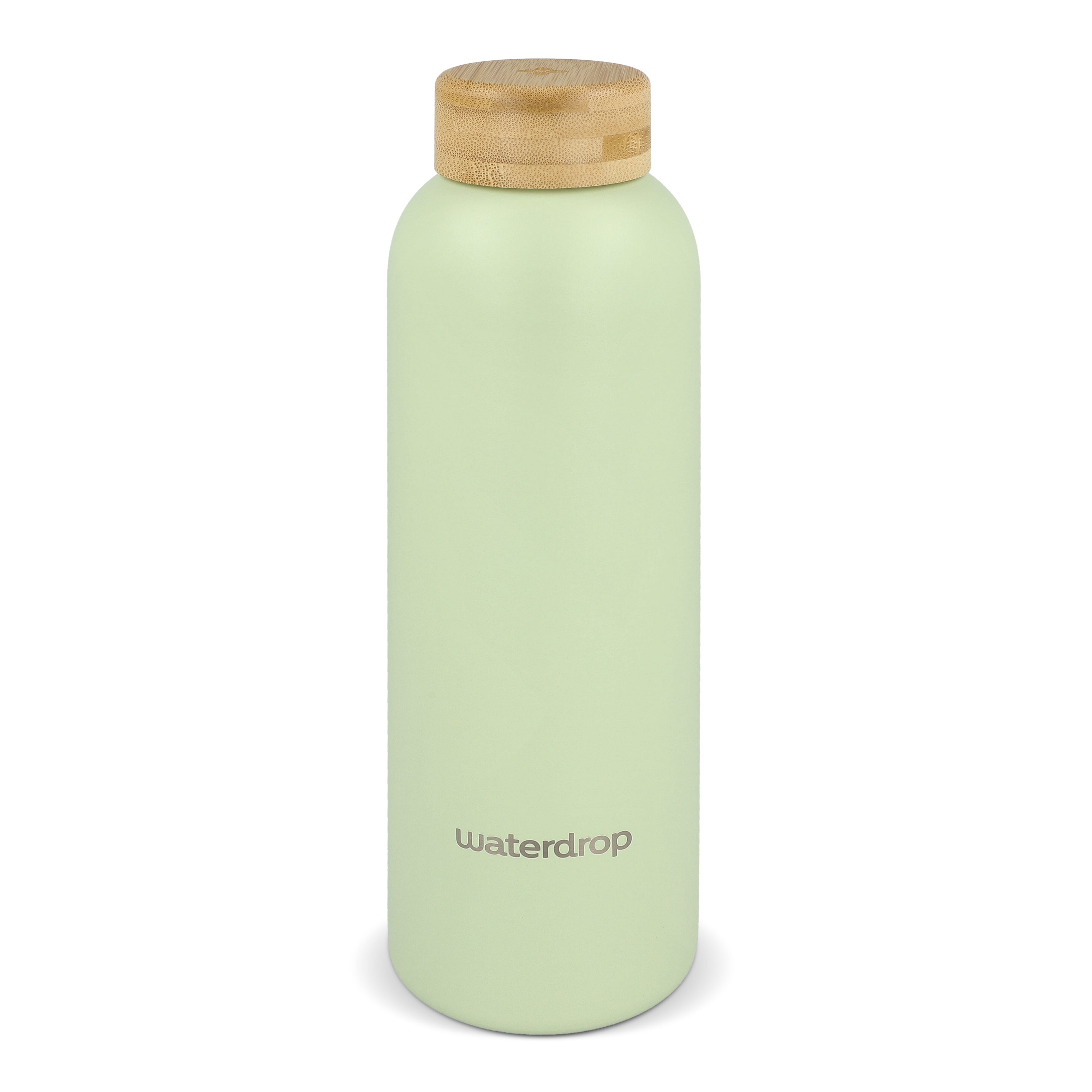 Butelka ze stali nierdzewnej Waterdrop z bambusową nakrętką 600 ml Ciemnobrązowy / zielony LT47002-N5031 