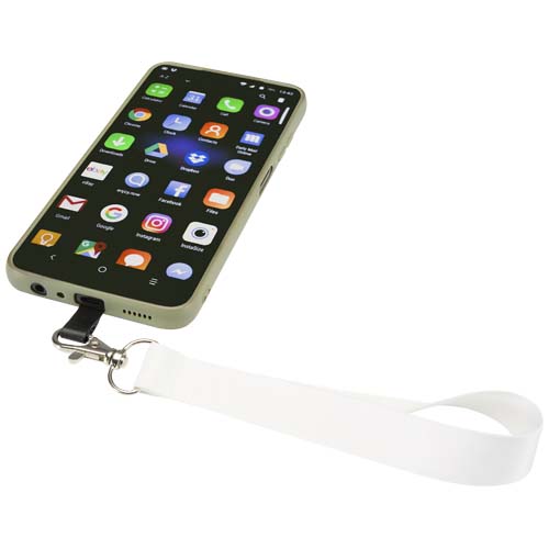 Gaby miniaturowa smycz RPET do druku sublimacyjnego z uchwytem na telefon Czarny-Biały 1PL10401 (3)