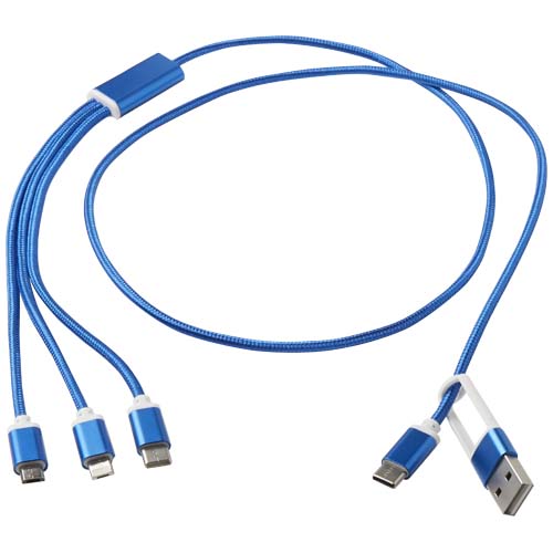 Versatile kabel do ładowania 5-1 z aluminium z recyklingu Królewski niebieski 12438653 (5)