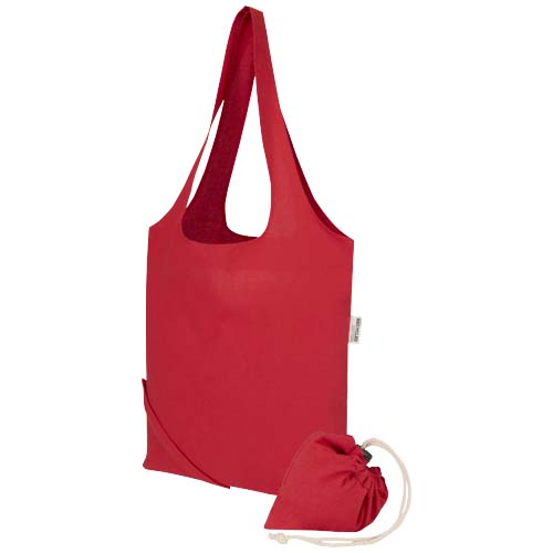 Madras Blend - torba na zakupy, wykonana z recyklingowanej baweły o gramaturze 140 g/m² posiadającej certyfikat GRS, składana Czerwony 12080521 