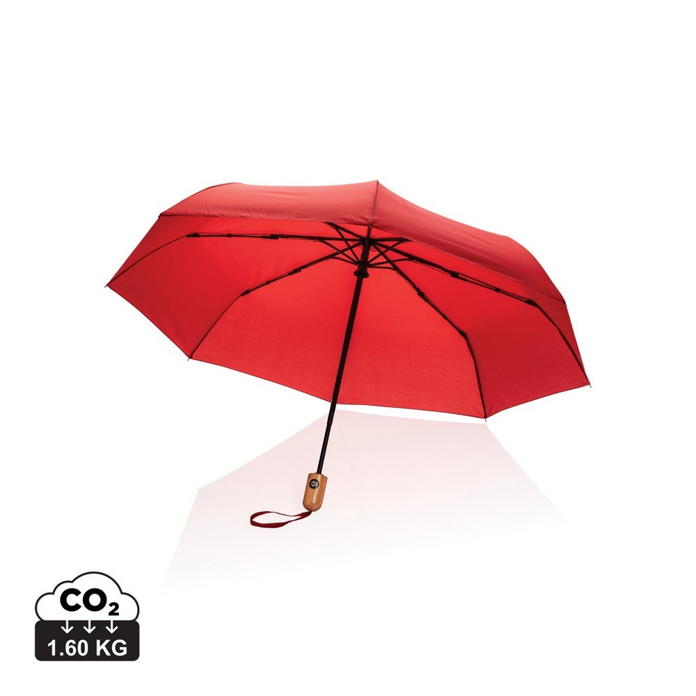 Bambusowy parasol automatyczny 21" AWARE™ RPET Czerwony P850.614 (8)