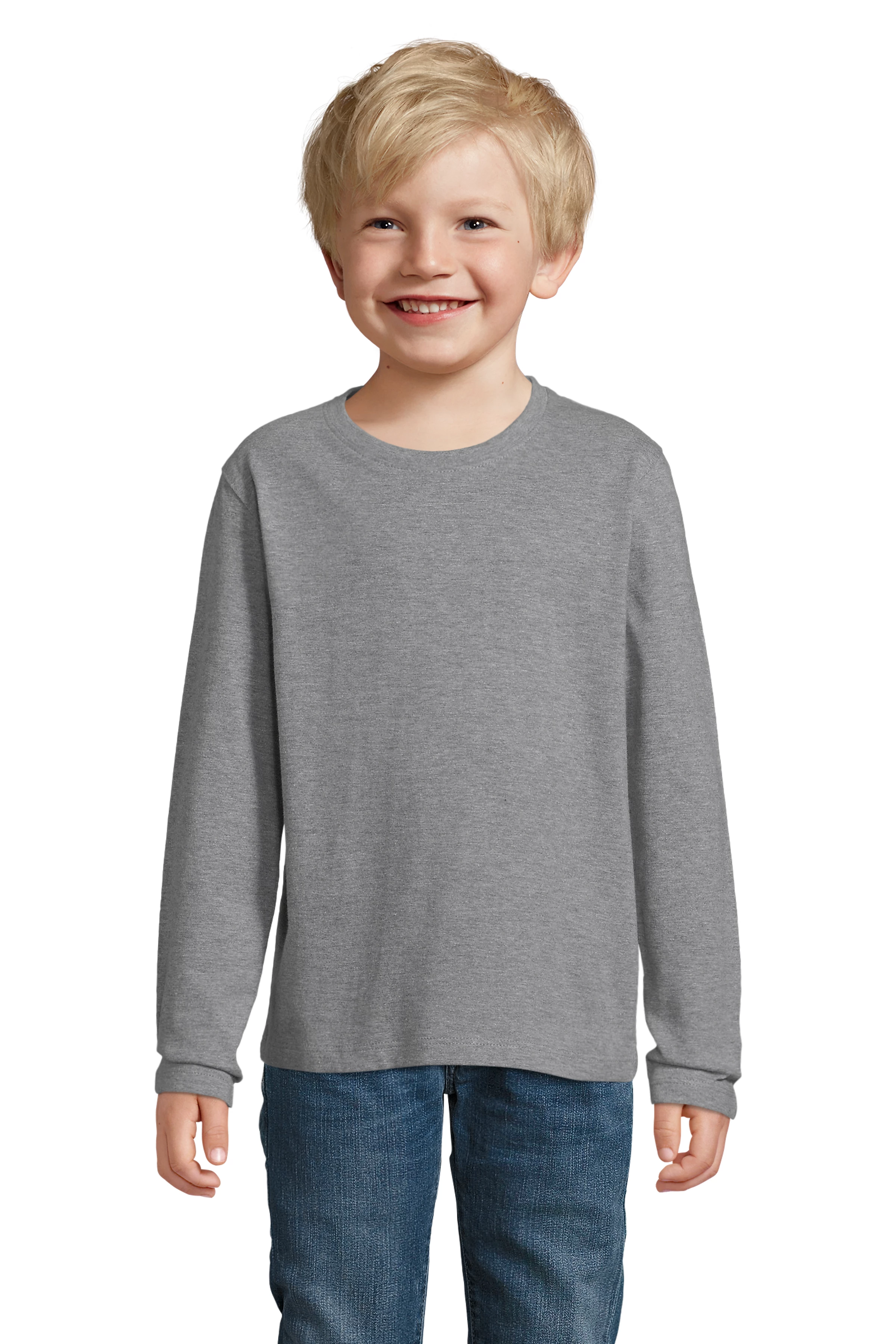 Dziecięca Koszulka Długi Rękaw Bawełniana Grey Melange L02947-543236 (1)