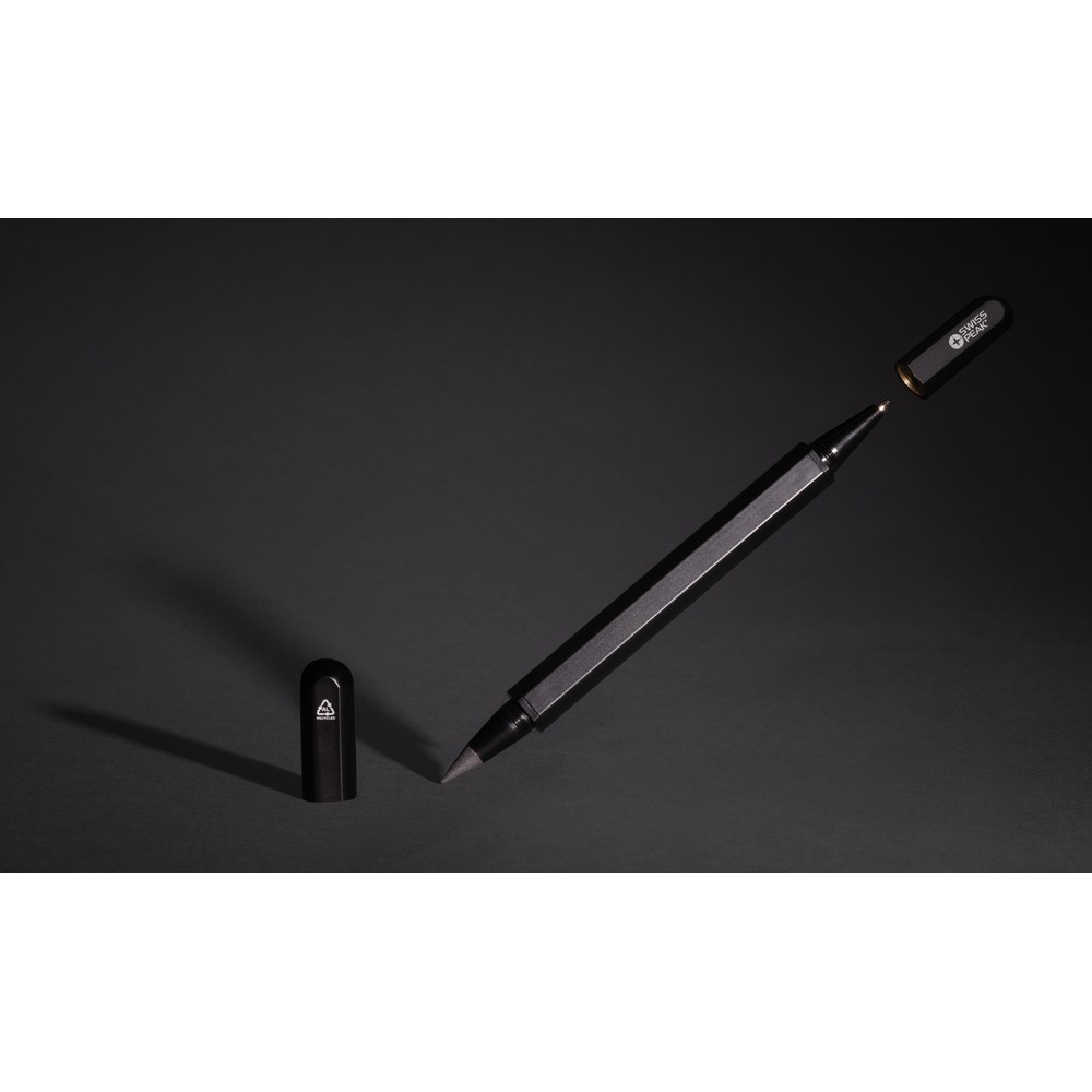 Długopis 2 w 1 Swiss Peak Storm, aluminium z recyklingu Czarny P611.251 (4)