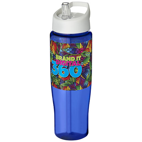 Bidon H2O Tempo® o pojemności 700 ml z wieczkiem z słomką Niebieski-Biały 21004411 (1)
