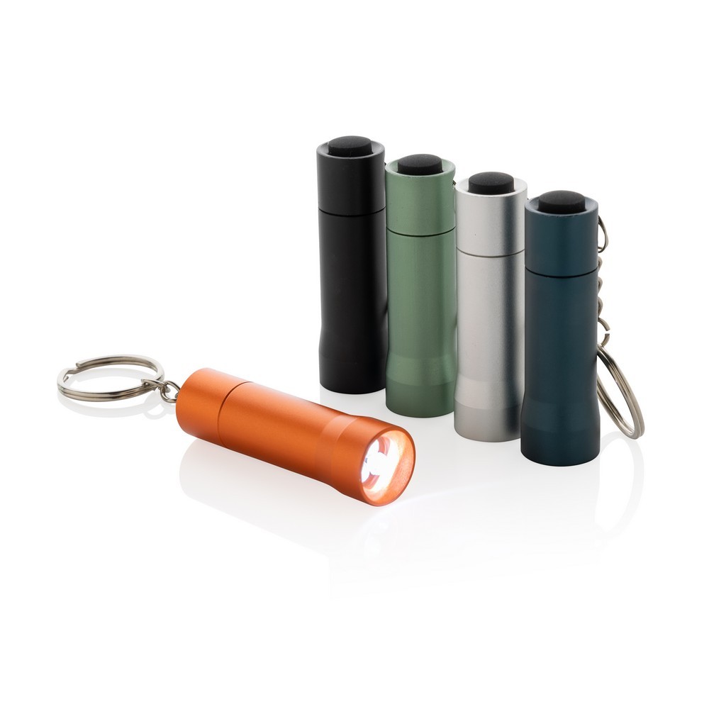 Brelok do kluczy z aluminium z recyklingu, latarka Flash Czarny P514.0401 (6)