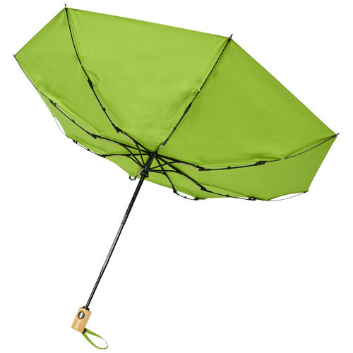 Składany, automatycznie otwierany/zamykany parasol Bo 21” wykonany z plastiku PET z recyklingu Limonkowy 10914309 (5)