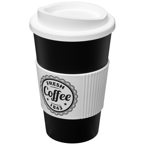 Kubek termiczny z serii Americano® o pojemności 350 ml z uchwytem Czarny-Biały 21000201 (1)