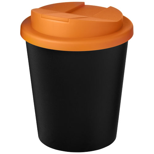 Kubek Americano® Espresso Eco z recyklingu o pojemności 250 ml z pokrywą odporną na zalanie  Czarny-Pomarańczowy 21045502 