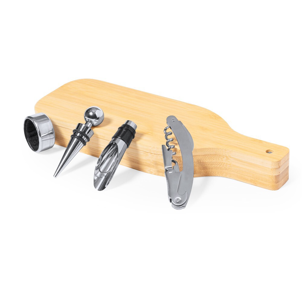 Gadżet reklamowy - Bambusowy zestaw do wina, 4 el.