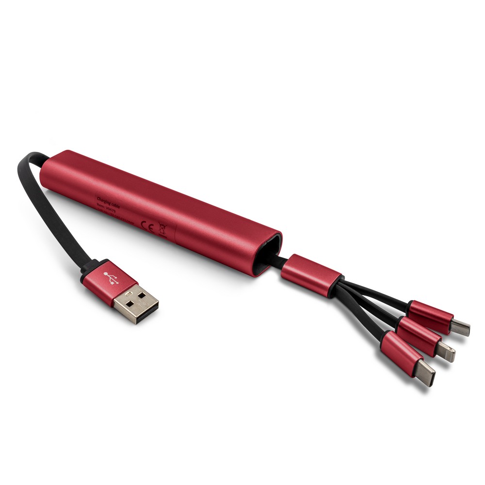 Kabel do ładowania i synchronizacji | Evelyn Czerwony V0479-05 (4)
