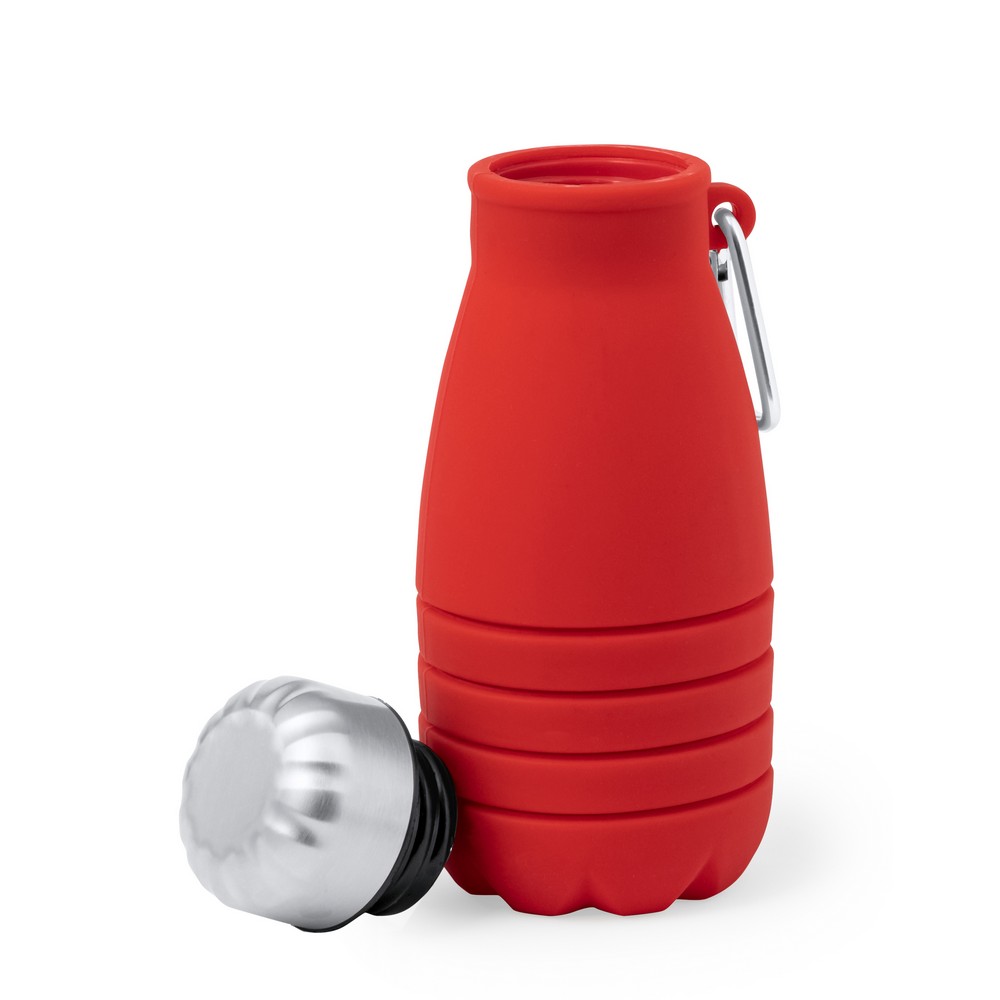 Składana butelka sportowa 550 ml z karabińczykiem Czerwony V1311-05 (1)