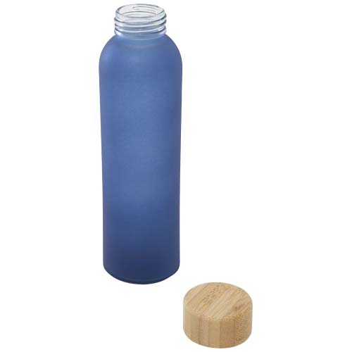 Matowa butelka ze szkła sodowo-wapniowego Lume 500 ml z zakrętką bambusową   Oceaniczny niebieski 10083053 (3)