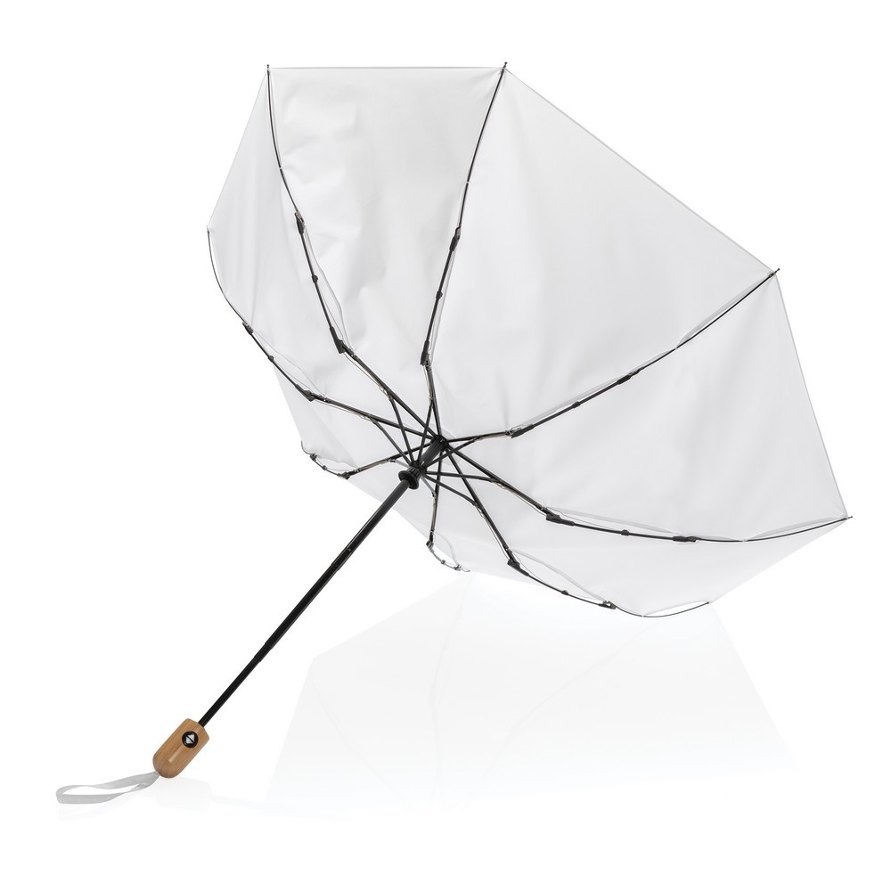 Bambusowy parasol automatyczny 21" AWARE™ RPET Biały P850.613 (2)