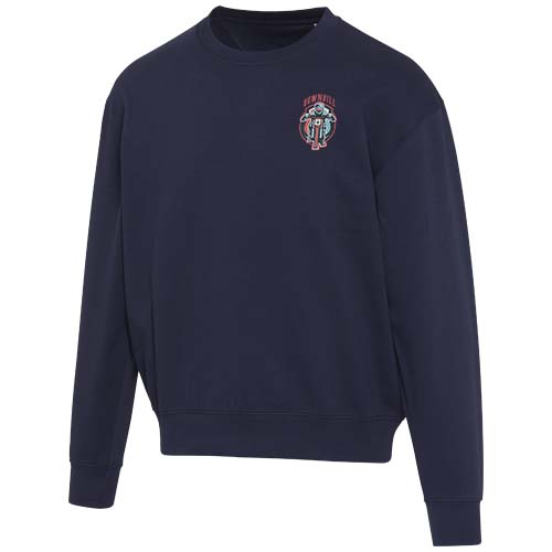 Boris 280 g/m2 sweter unisex z organicznego materiału z certyfikatem OCS o luźnym kroju i z okrągłym dekoltem Granatowy 3956455A (1)