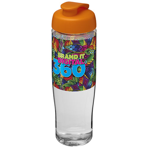 Bidon H2O Tempo® o pojemności 700 ml z wieczkiem zaciskowym Przezroczysty-Pomarańczowy 21004007 (1)