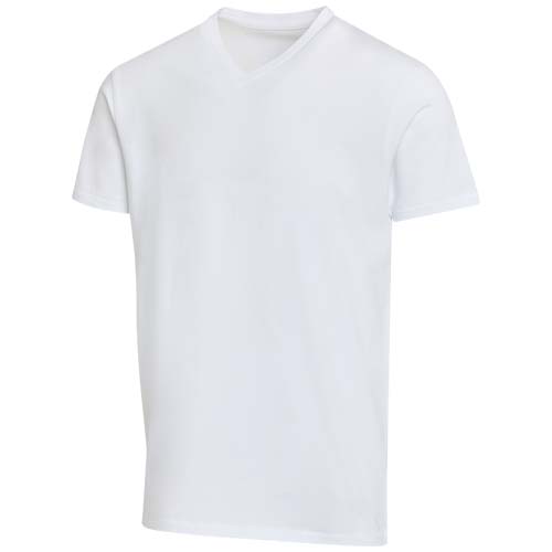 Balfour organiczna koszulka unisex z krótkim rękawem i dekoltem w serek, wykonana z materiału o gramaturze 200 g/m², z certyf Biały 39665010 