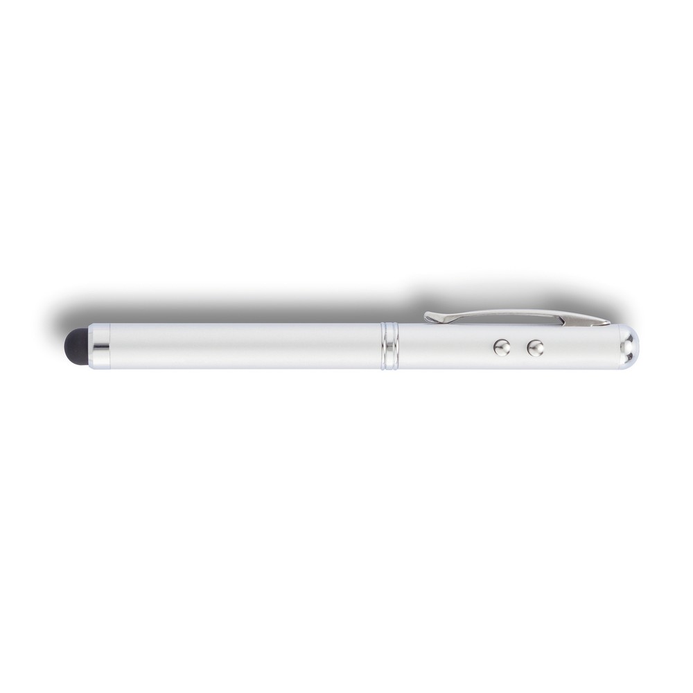 Długopis 4 w 1, touch pen, wskaźnik laserowy, latarka Srebrny P327.102 (8)