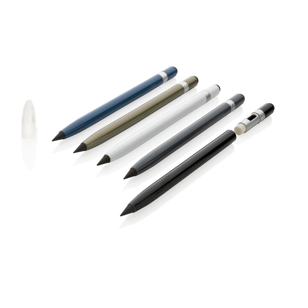 Aluminiowy "wieczny" ołówek z gumką Czarny P611.121 (4)