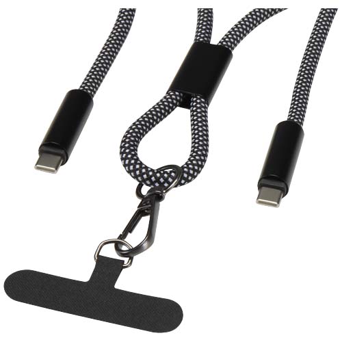 SMART 65 W - kabel ładujący wykonany z tworzywa sztucznego RPET, ze smyczą Czarny 12453090 (4)