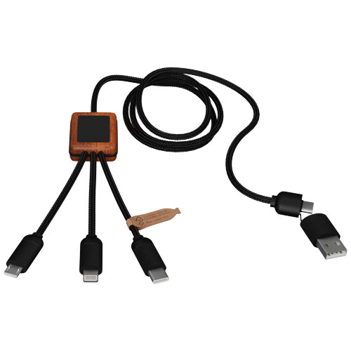 SCX.design C38 kabel do ładowania z podświetlanym logo 5-w-1 rPET i z kwadratową drewnianą obudową Niebieski-Drewniany 2PX07252 (4)