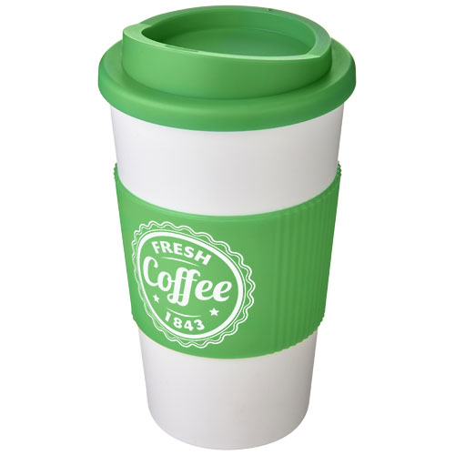 Kubek termiczny z serii Americano® o pojemności 350 ml z uchwytem Biały-Zielony 21000230 (1)