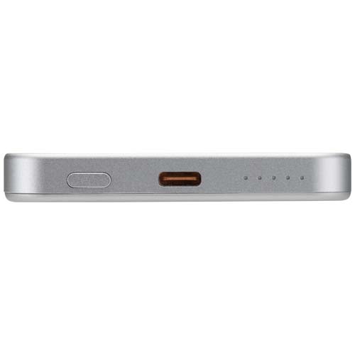 Powerbank Avis 5000 mAh z recyklingowanego aluminium posiadającego certyfikację RCS, z wbudowanym magnesem  Srebrny 12444381 (6)