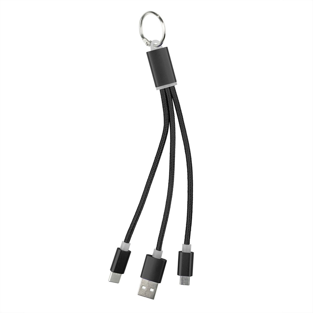 Kabel do ładowania, brelok do kluczy Czarny V0345-03 