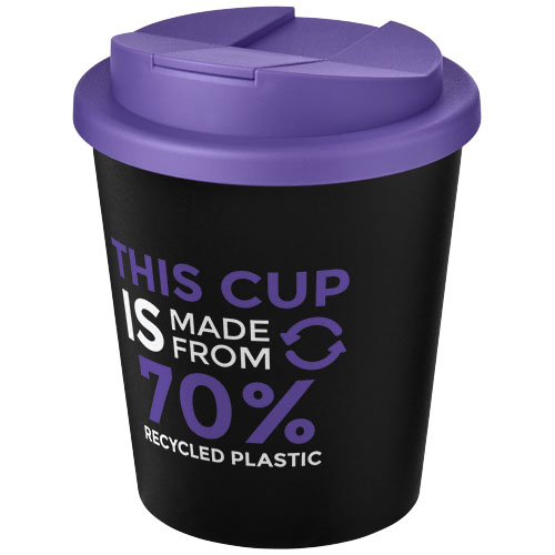Kubek Americano® Espresso Eco z recyklingu o pojemności 250 ml z pokrywą odporną na zalanie  Czarny-Fioletowy 21045509 (1)