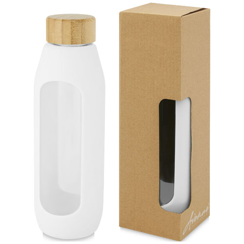 Gadżet reklamowy - Tidan Butelka z borokrzemianowego szkła o pojemności 600 ml z silikonowym uchwytem