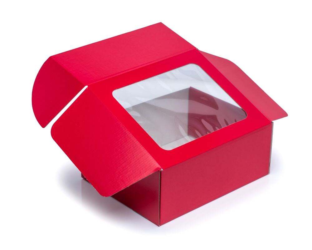 Pudełko z oknem  25x20x10 Czerwony OGBOX003RED (1)