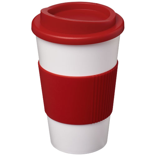 Kubek termiczny z serii Americano® o pojemności 350 ml z uchwytem Biały-Czerwony 21000210 