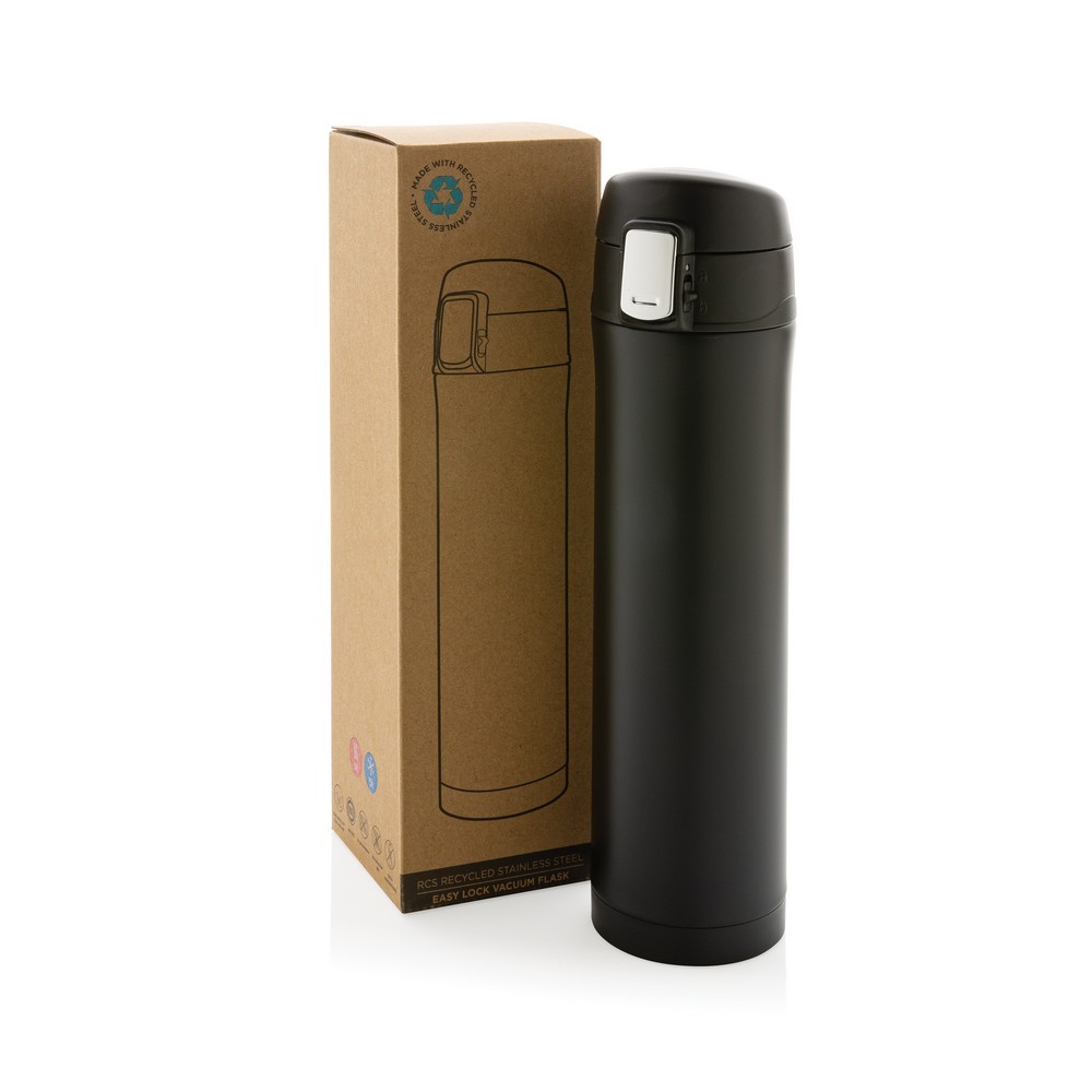 Kubek termiczny 450 ml, stal nierdzewna z recyklingu Czarny P435.501 (12)